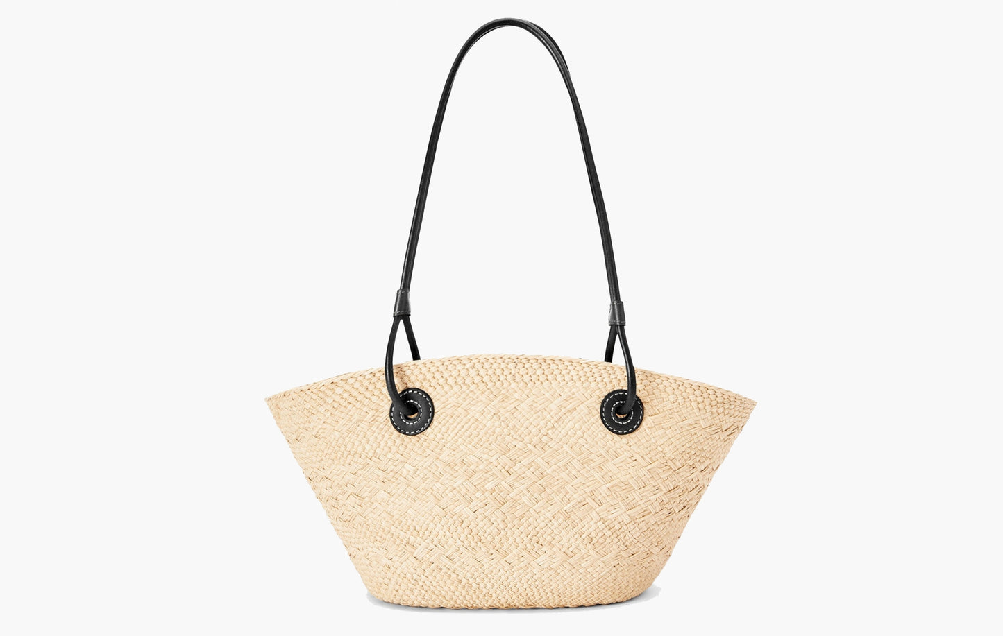 Loewe Anagram Iraca Palm and Calfskin Leather Small Basket Bag Natural Black | The Sortage