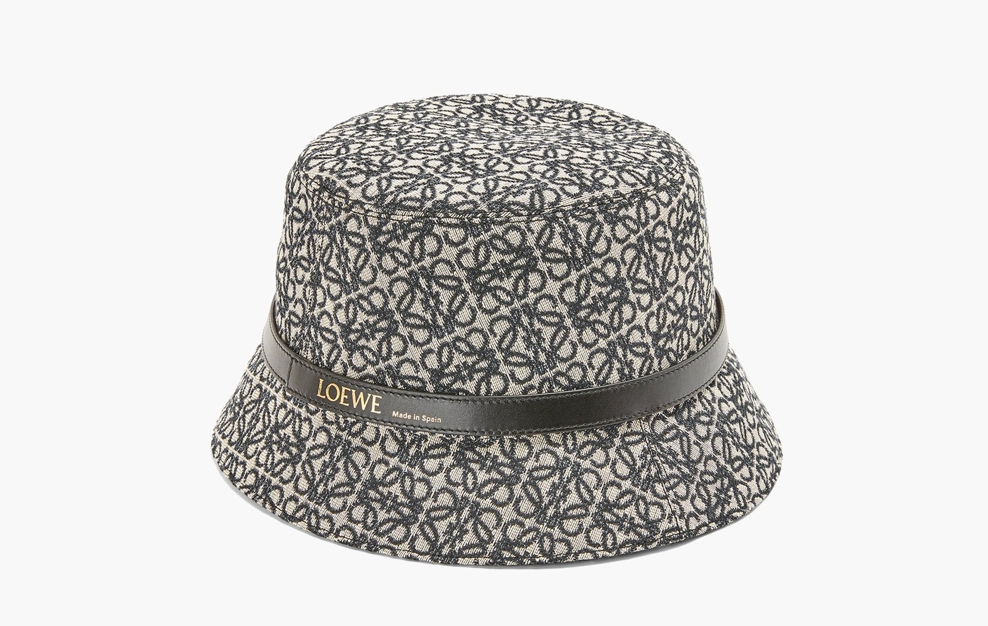 Loewe Anagram Jacquard and Calfskin Leather Bucket Navy/Black | The Sortage