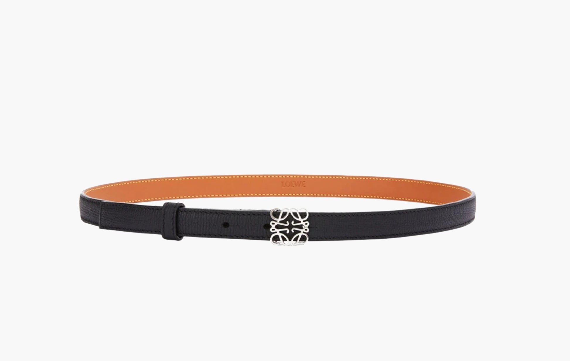 Loewe Anagram Pebble Grain Calfskin Leather Belt Black Palladium | The Sortage