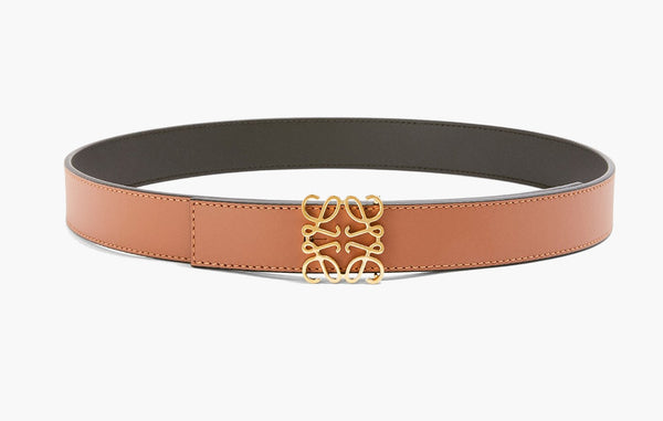 Loewe Anagram Reversible Repeat Calfskin Leather Belt Tan/Gold | The Sortage