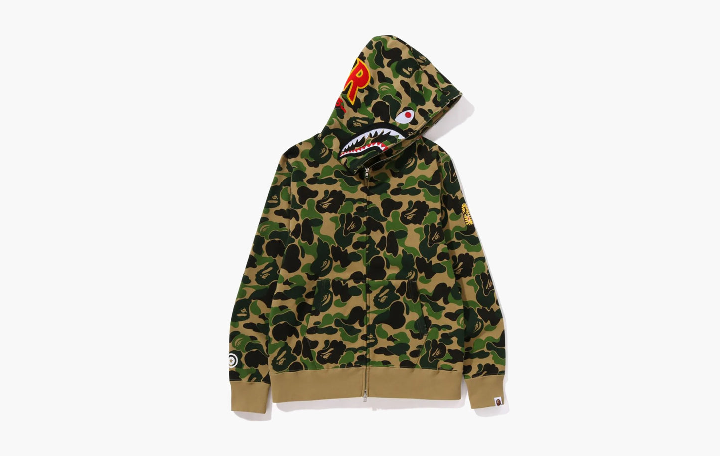 BAPE Big ABC Camo Shark Full Zip Hoodie Green | The Sortage