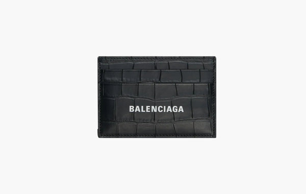 Balenciaga Crocodile Embossed Card Holder Black | Sortage.