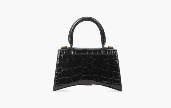 Balenciaga Hourglass  Crocodile Embossed Xs Handbag Black | Sortage.