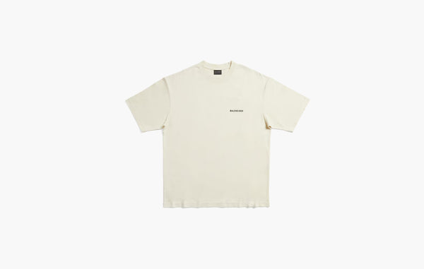 Balenciaga Logo Medium Fit T-shirt Beige | The Sortage