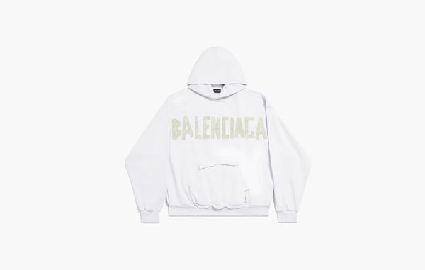 Balenciaga Tape Type Ripped Pocket Hoodie Large Fit White | The Sortage