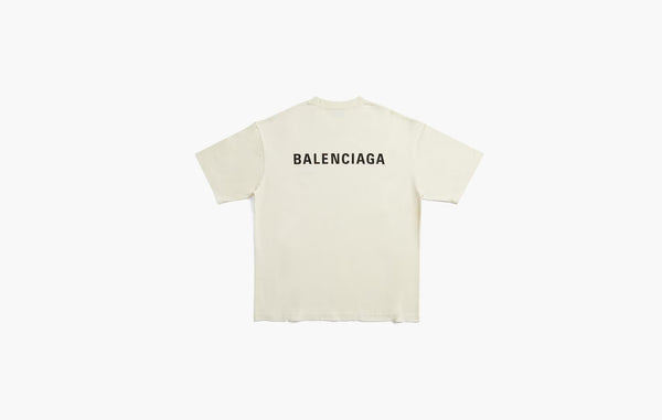 Balenciaga Logo Medium Fit T-shirt Beige | The Sortage