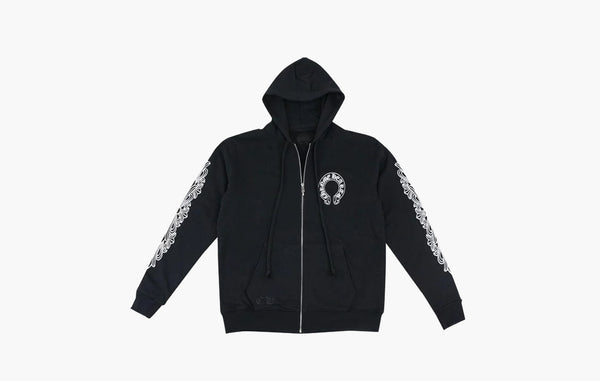  Chrome Hearts Horse Shoe Floral Zip-Up Hoodie Black | The Sortage