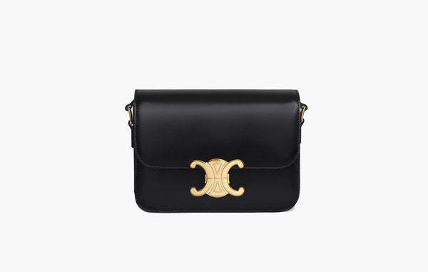 Celine Triomphe Teen Shiny Calfskin Leather Bag Black| Sortage