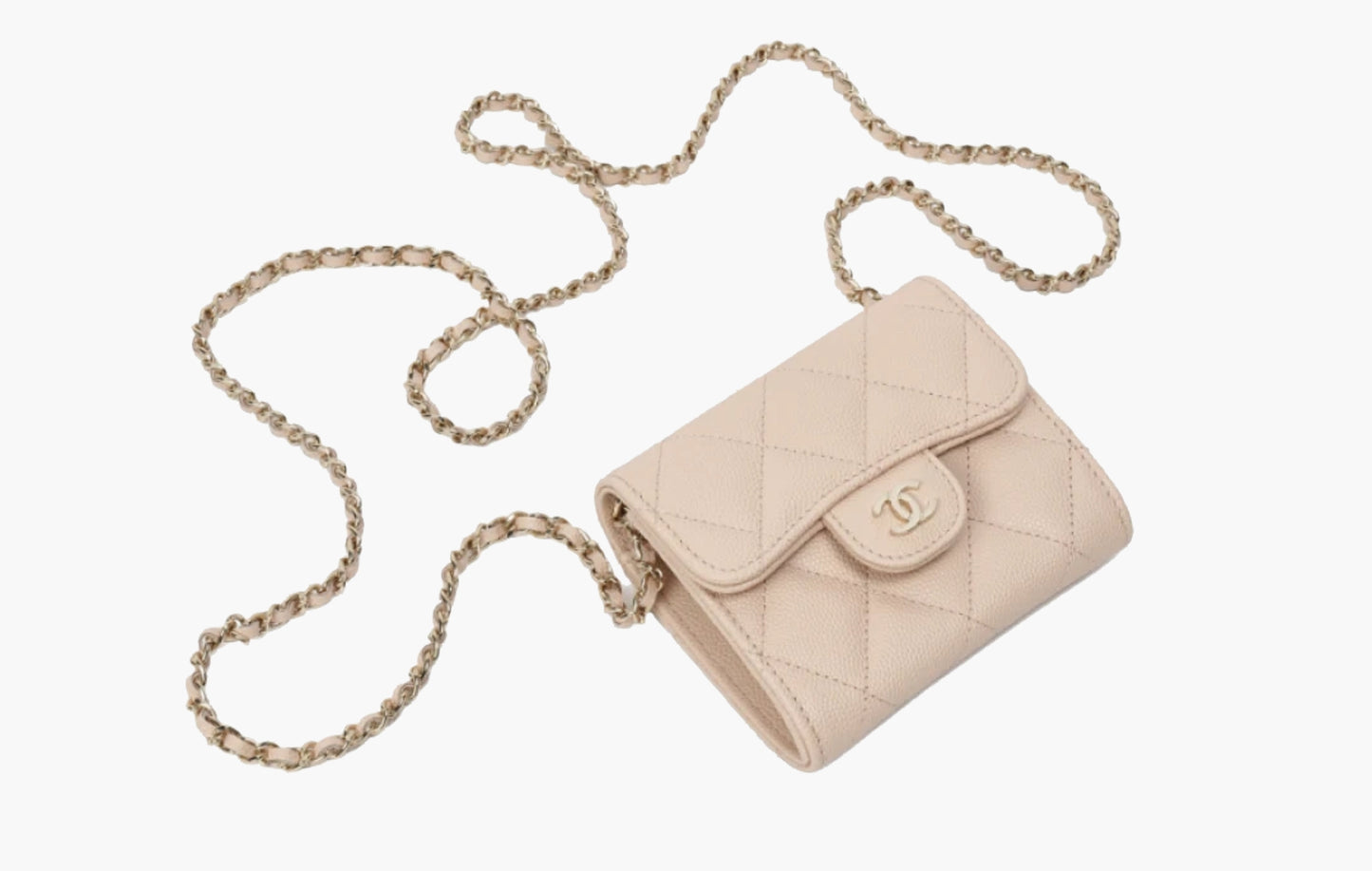 Chanel Classic Clutch With Chain Grained Calfskin Gold Light Beige | Sortage