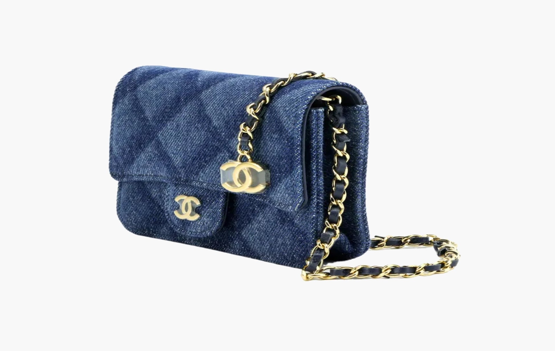 Chanel Flap Coin Purse with Chain Denim Shoulder Bag Dark Blue | Sortage