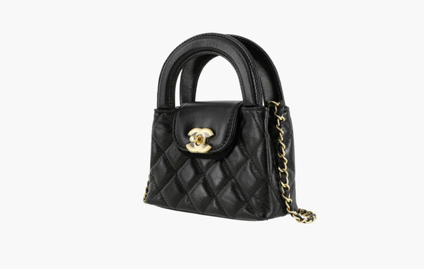 Chanel Kelly 23K Shiny Aged Calfskin Mini Shopping Bag Black | Sortage