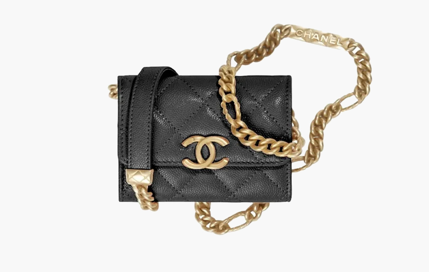 Chanel Mini Classic Artificial Leather Wallet with Chain Black | Sortage