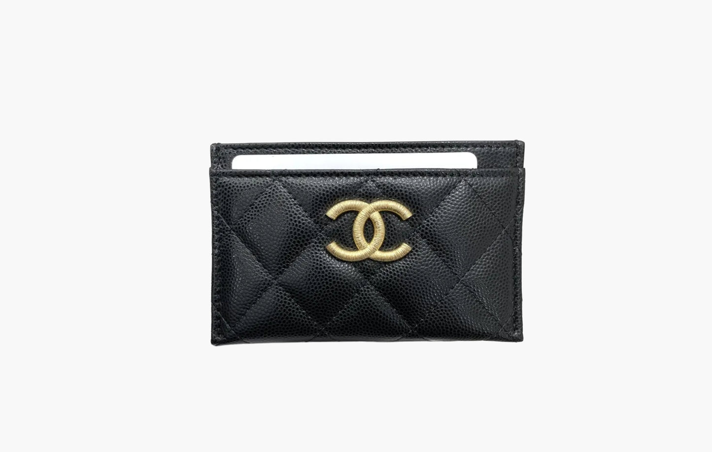 Chanel СС Grainy Logo Calfskin Leather Cardholder Black | Sortage