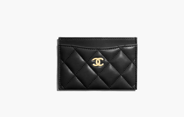Chanel СС Logo Sheepskin Leather Cardholder Black | Sortage