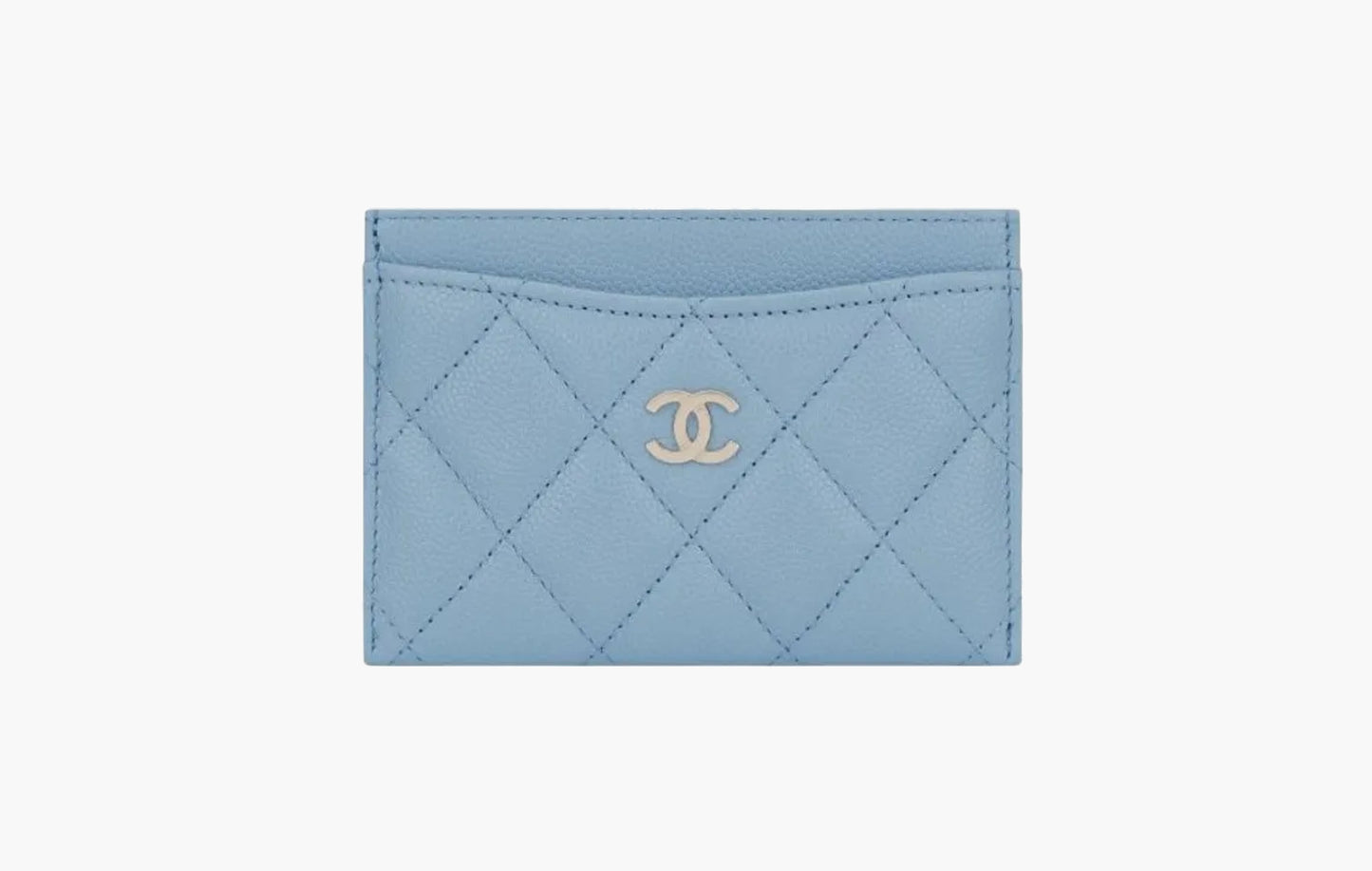 СС Mini Logo Calfskin Leather Cardholder "Light Blue"