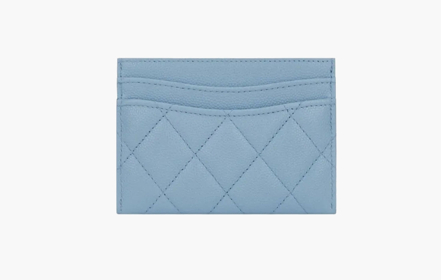 СС Mini Logo Calfskin Leather Cardholder "Light Blue"