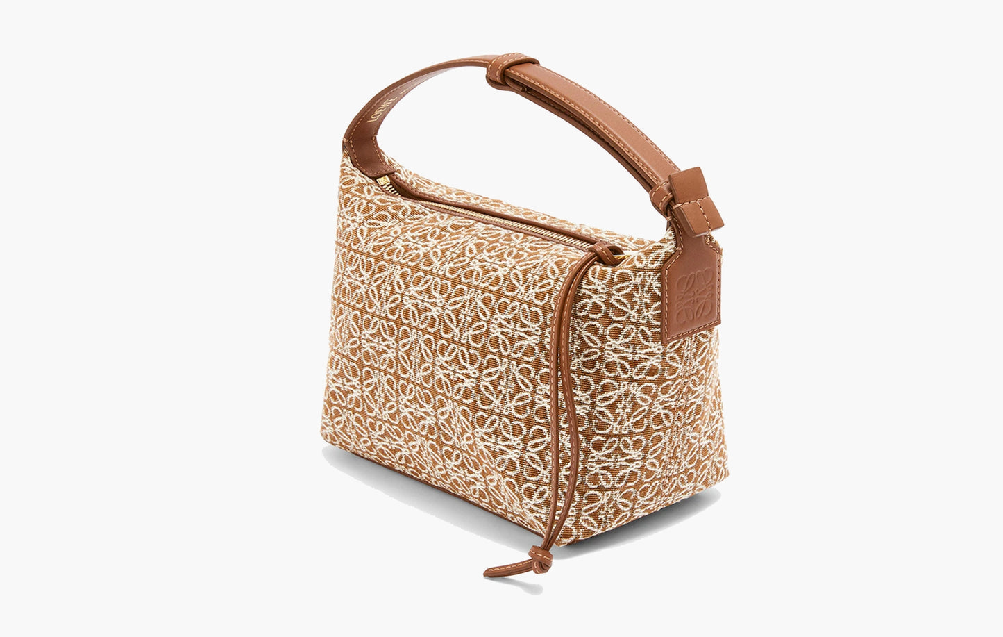 Cubi Anagram Jacquard and Calfskin Small Bag Tan/Pecan