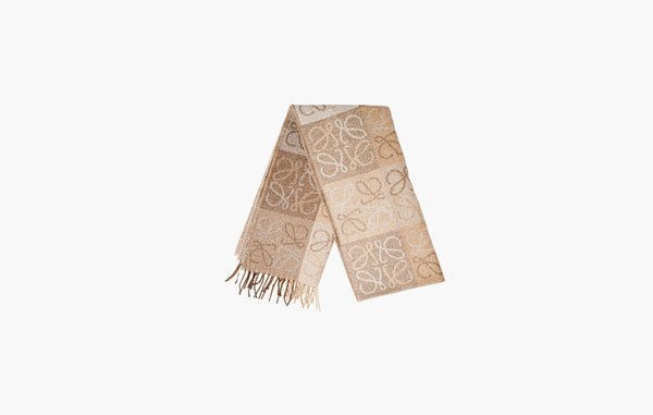 Loewe Anagram Wool And Cashmere Scarf Brown | The Sortage