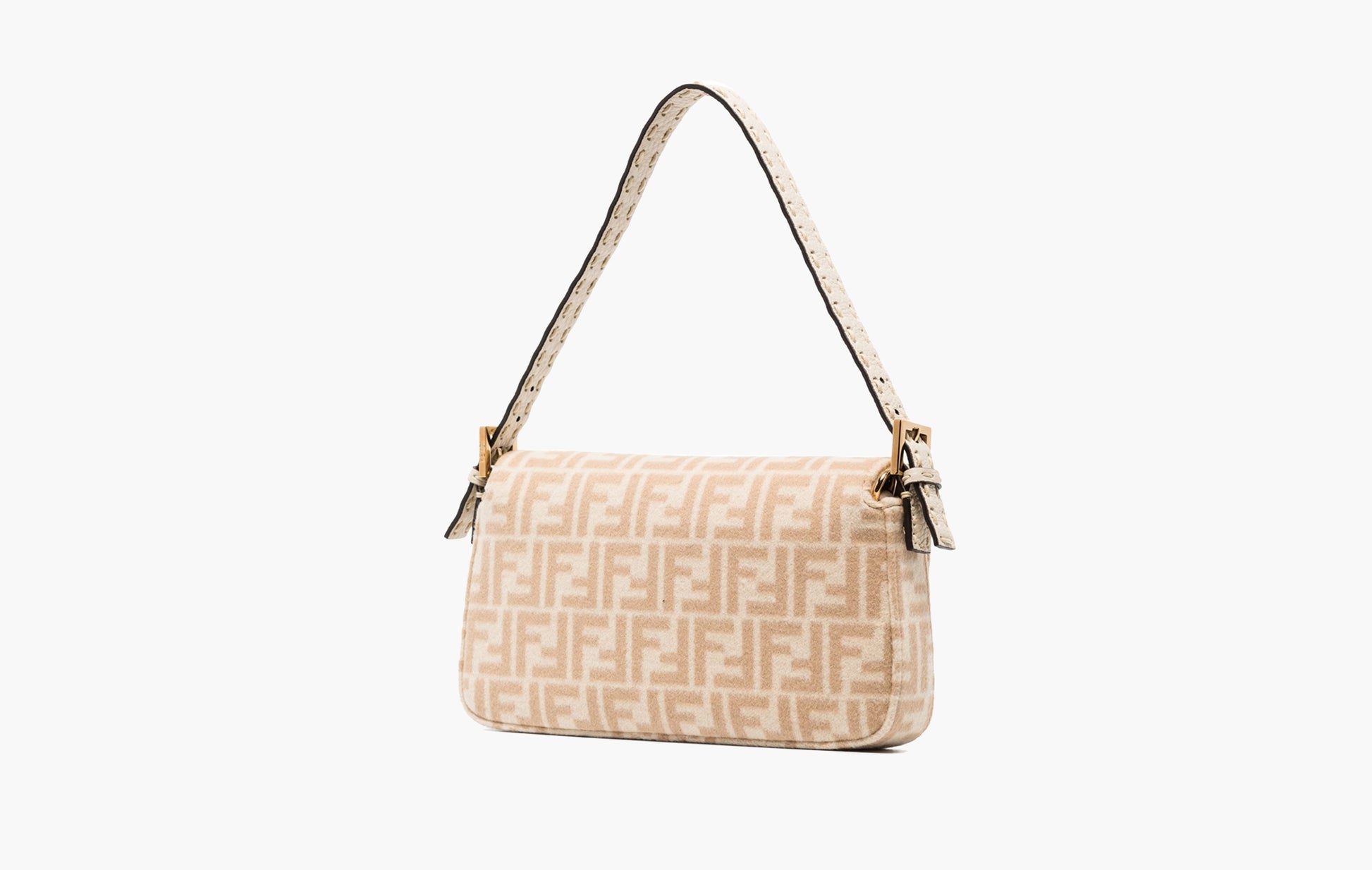 Fendi Baguette 1976 Large Wool Bag Beige/Brown | The Sortage