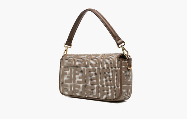Fendi Baguette FF Fabric and Leather Shoulder Bag Brown | The Sortage