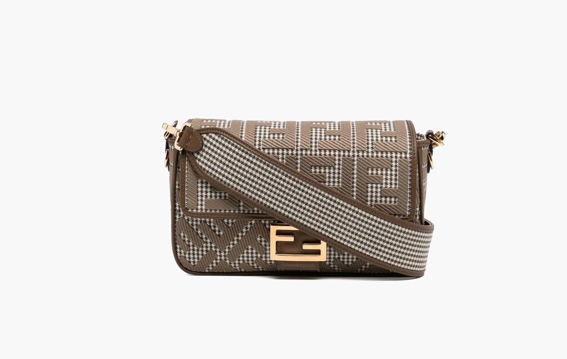 Fendi Baguette FF Fabric and Leather Shoulder Bag Brown | The Sortage