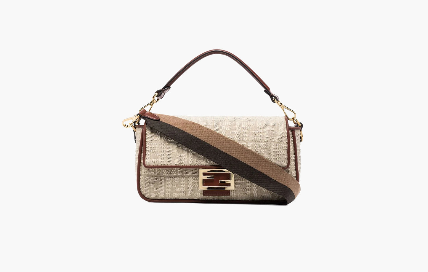 Fendi Baguette FF Large Canvas Bag Beige/Brown | The Sortage