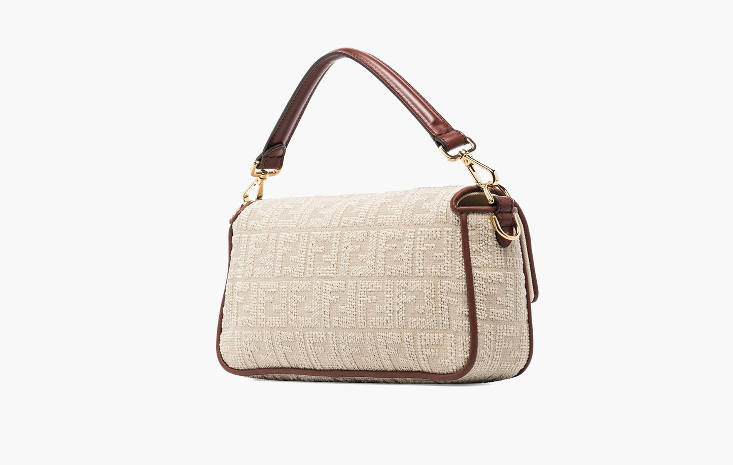 Fendi Baguette FF Large Canvas Bag Beige/Brown | The Sortage