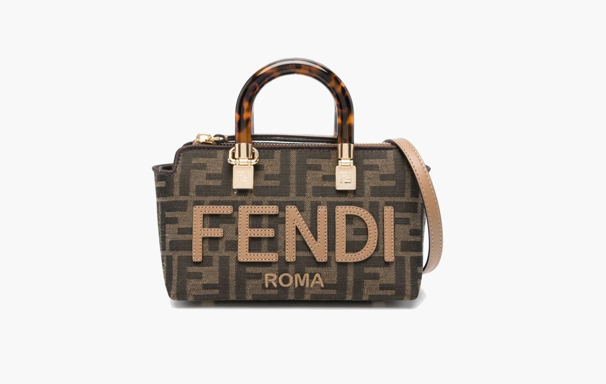 Fendi By The Way FF Jacqard Mini Canvas Tote Bag Brown  | The Sortage