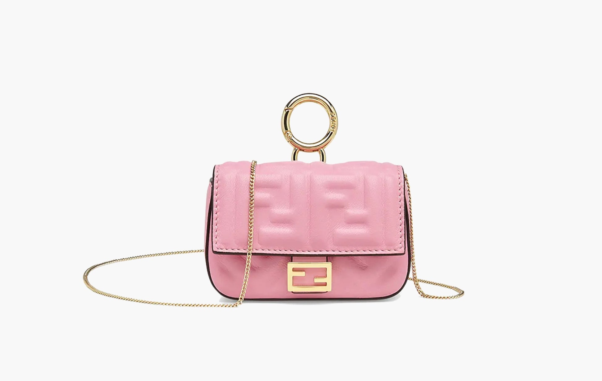 Fendi Baguette Pendant Nano Lambskin Bag Pink | The Sortage