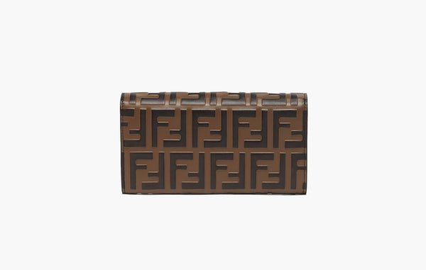 Fendi FF Diamonds Continental With Chain FF Leather Wallet Brown & Black | The Sortage
