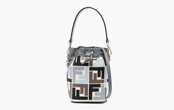 Fendi Mon Tresor Small FF Cotton Bucket Bag Blue/White/Brown | The Sortage