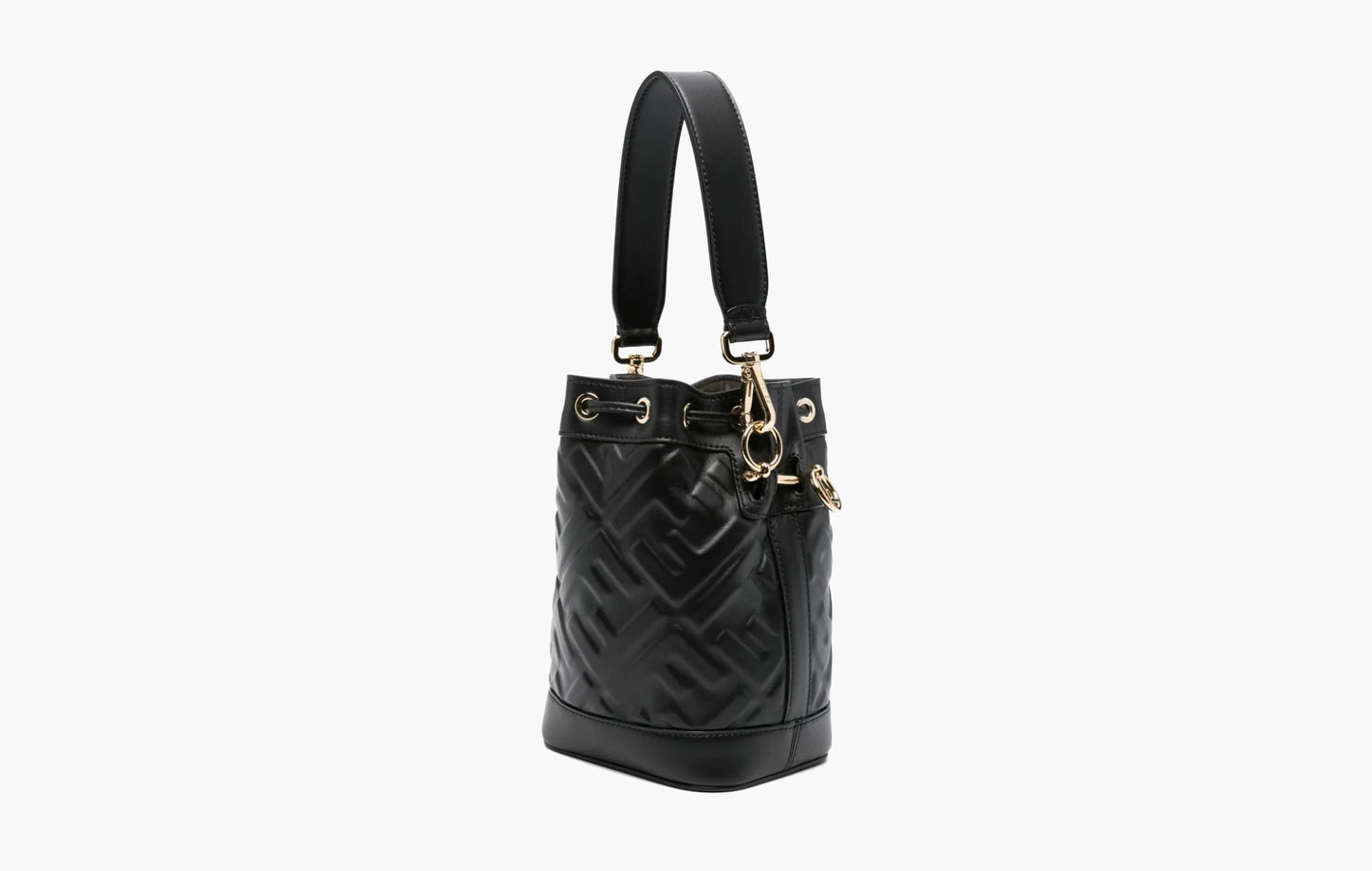 Fendi Mon Tresor Small FF Leather Bucket Bag Black | The Sortage