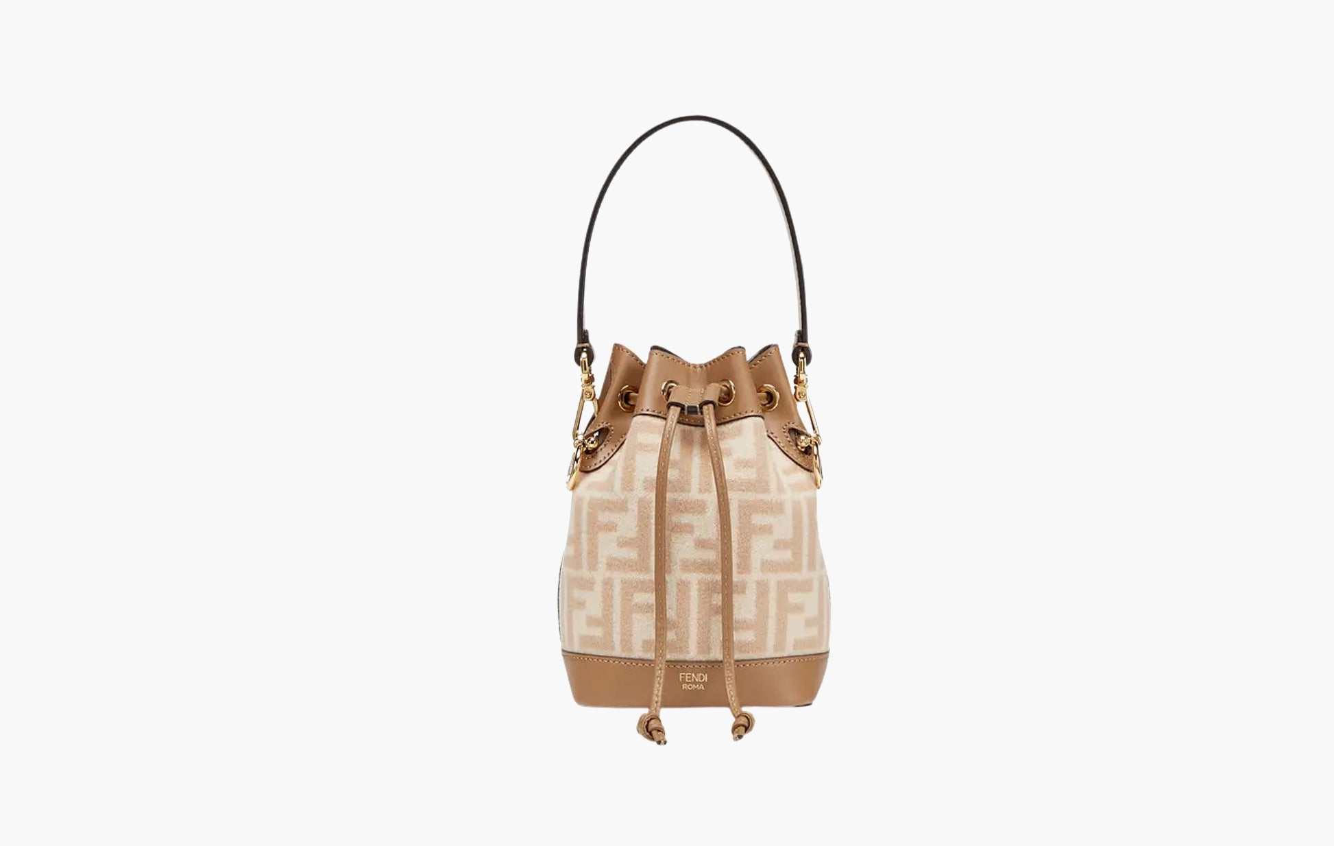 Fendi Mon Tresor Small FF Wool Bucket Bag Beige | The Sortage