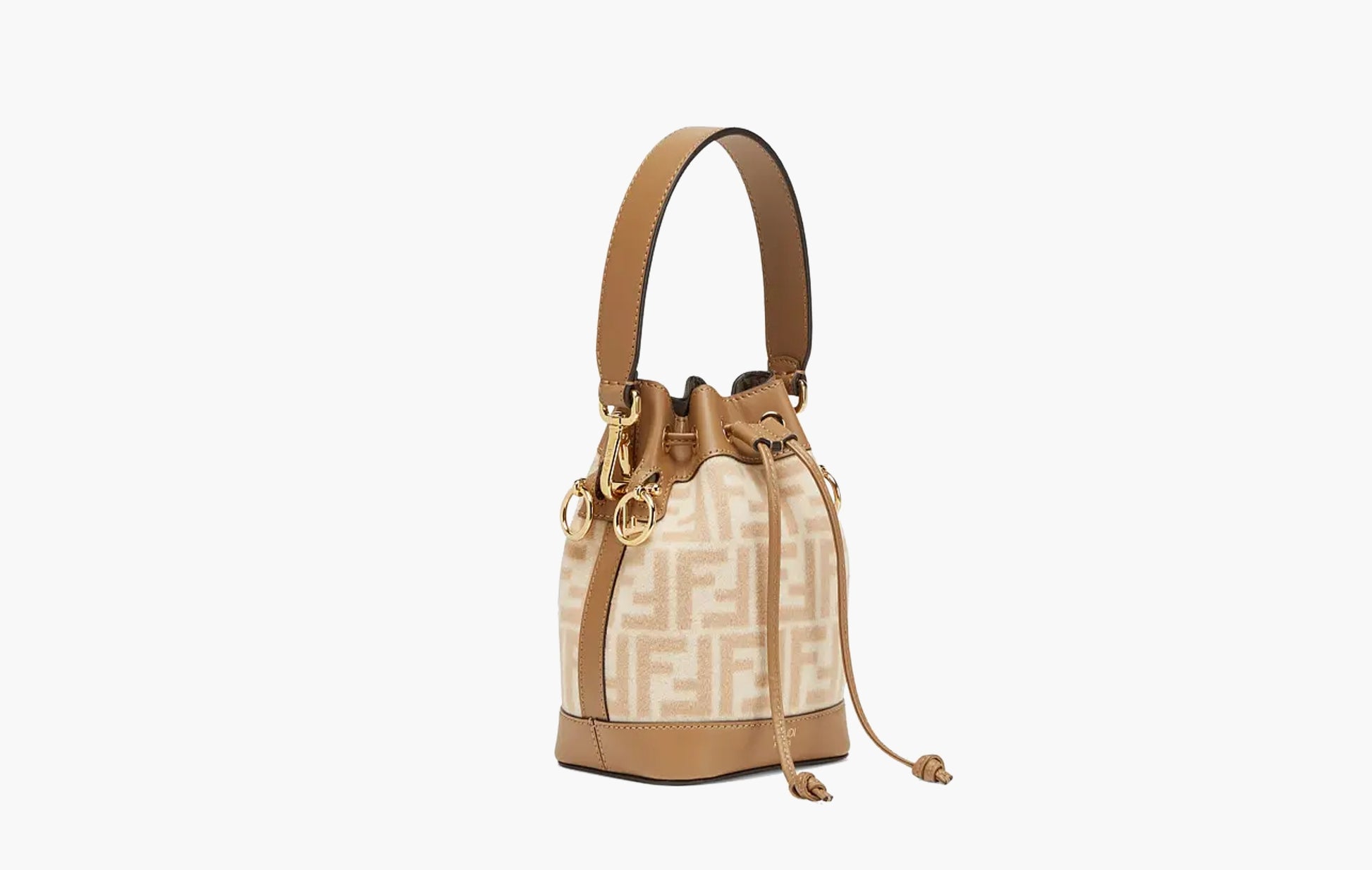 Fendi Mon Tresor Small FF Wool Bucket Bag Beige | The Sortage