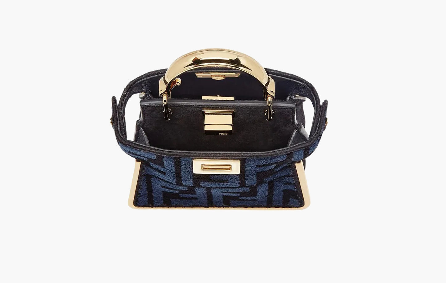 Fendi Peekaboo ISeeU FF Canvas Bag Navy & Black | The Sortage