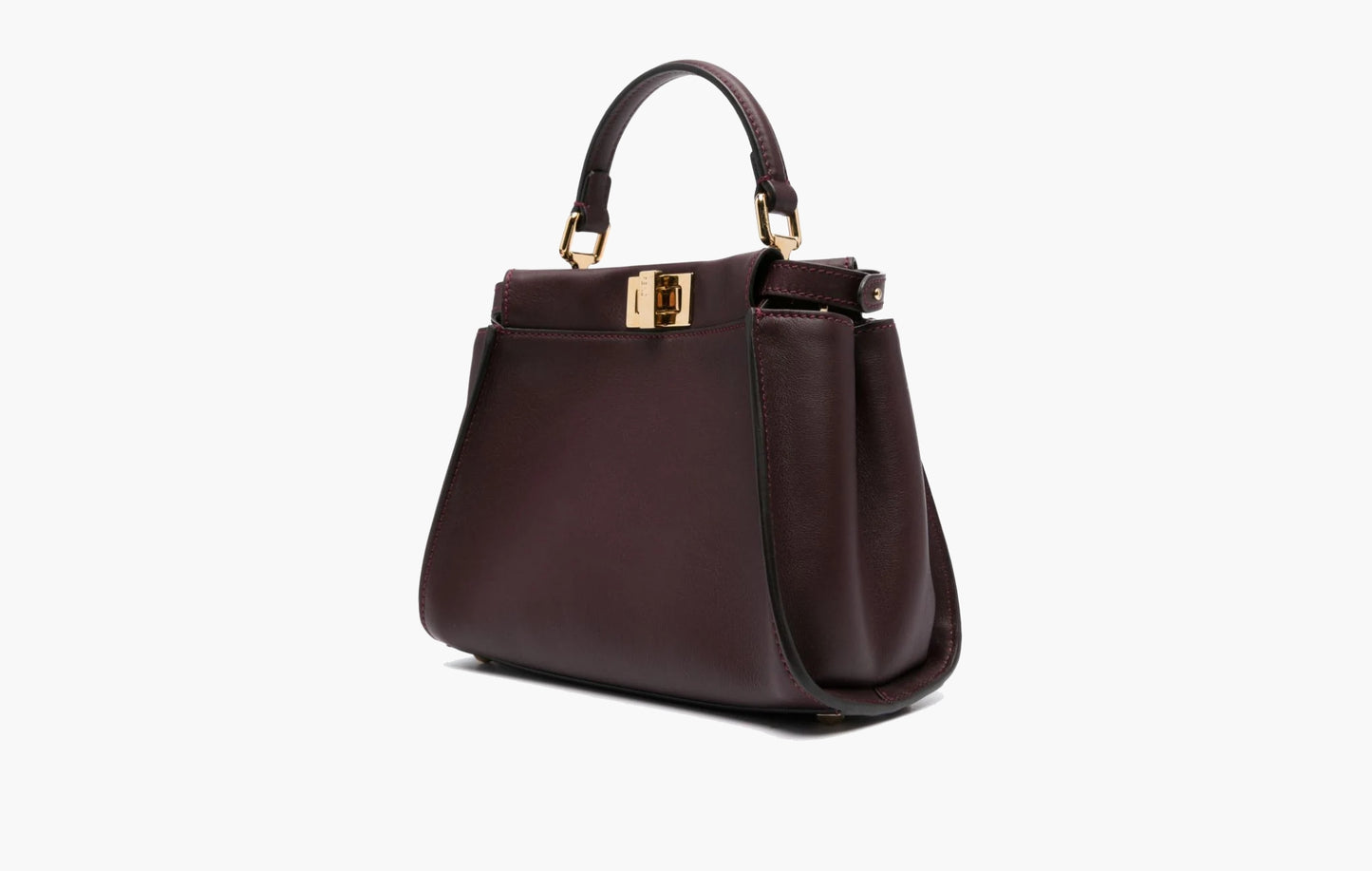 Fendi Peekaboo Mini Leather Tote Bag Bordeaux Red | The Sortage