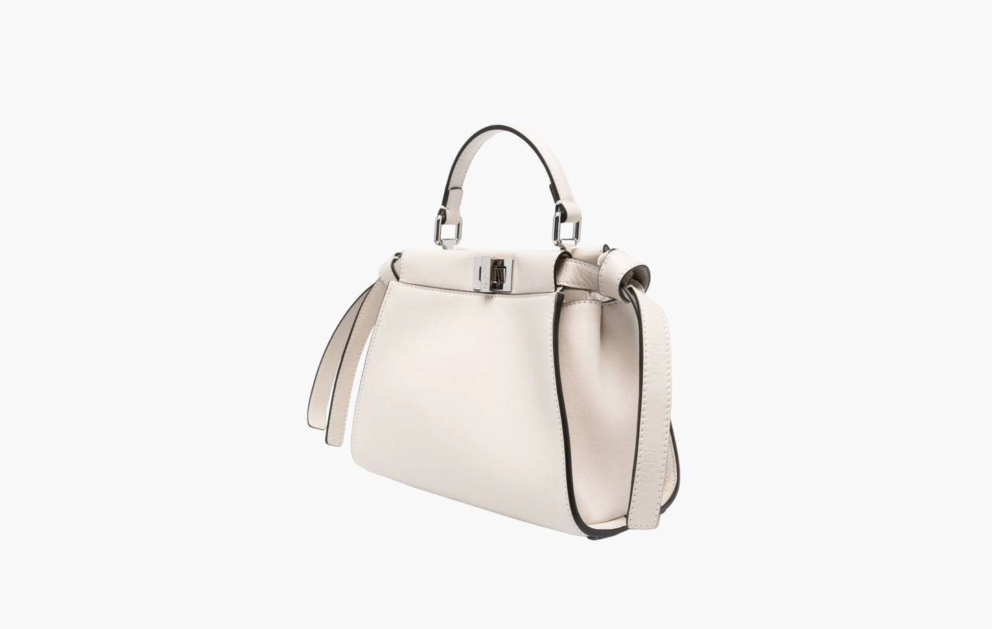 Fendi Peekaboo Mini Leather Tote Bag Ecru | The Sortage