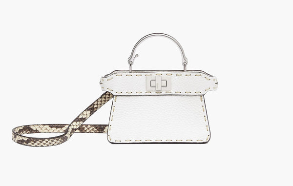 Fendi Peekaboo Nano Leather Tote Bag White | The Sortage