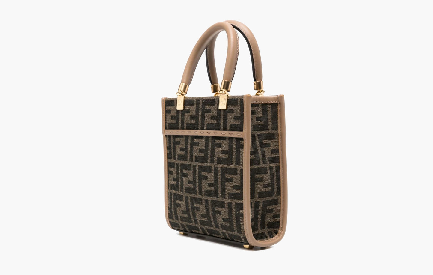 Fendi Sunshine Mini Canvas Shopper Bag Brown Beige | The Sortage