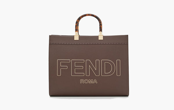 Fendi Sunshine Medium Leather Shopper Bag Dark Brown | The Sortage