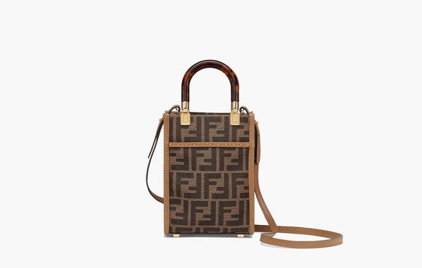 Fendi Sunshine Mini Fabric Shopper Bag Brown | The Sortage