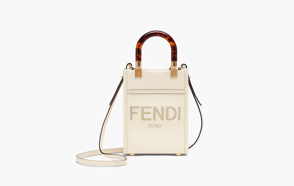 Fendi Sunshine Shopper Mini  Leather Bag White | The Sortage