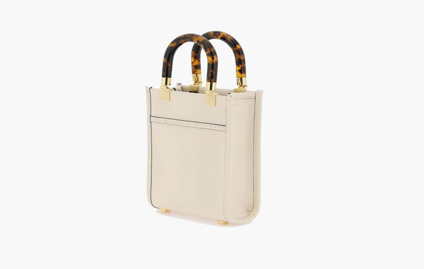 Fendi Sunshine Shopper Mini  Leather Bag White | The Sortage