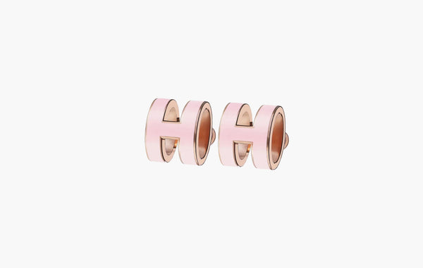 Hermes Mini Pop H Earrings Rose Gold & Rose Dragee | The Sortage