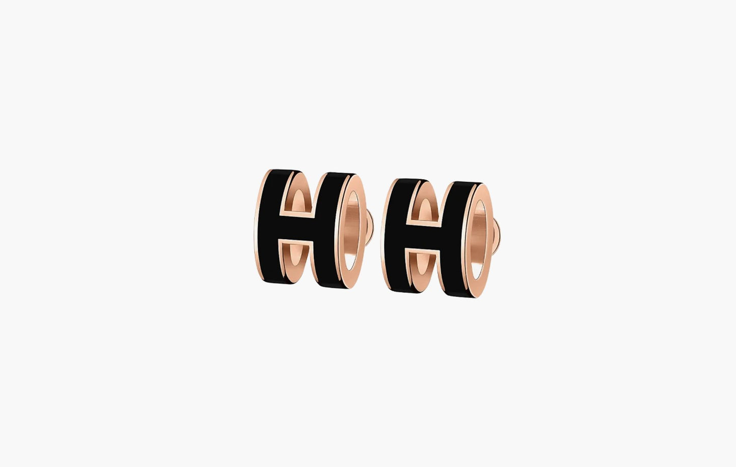 Hermes Mini Pop H Earrings Rose Gold & Noir | The Sortage