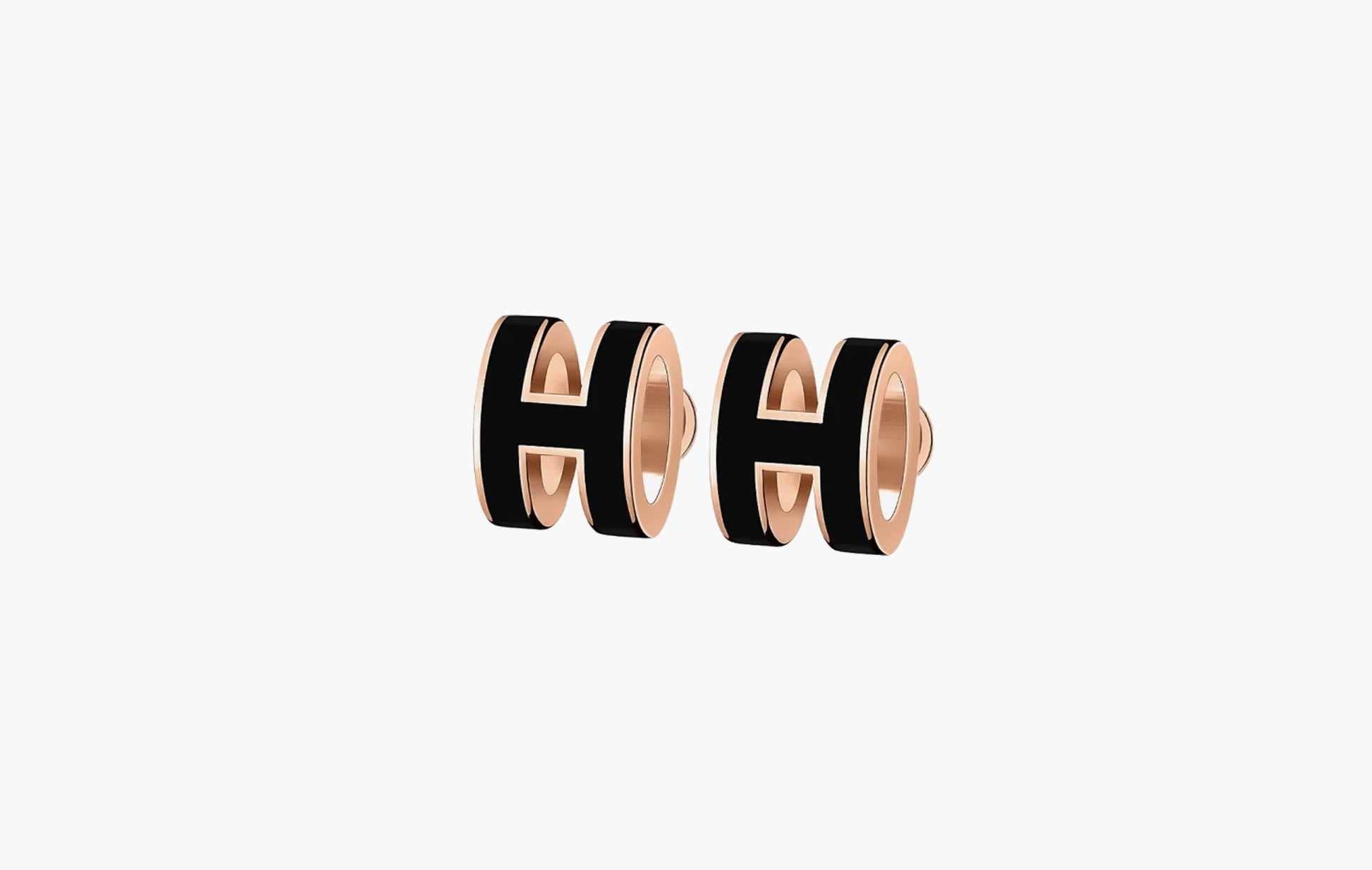 Hermes Mini Pop H Earrings Rose Gold & Noir | The Sortage