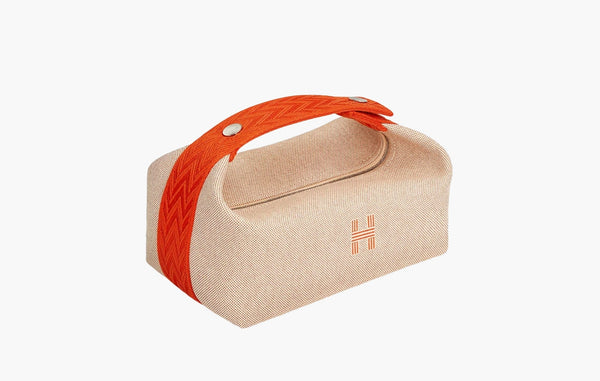 Hermes Small Bride-A-Brac Case Canvas & Beige Orange | The Sortage