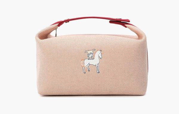 Hermes Toile Bride-A-Brac Cabriole Case Red & Beige | The Sortage