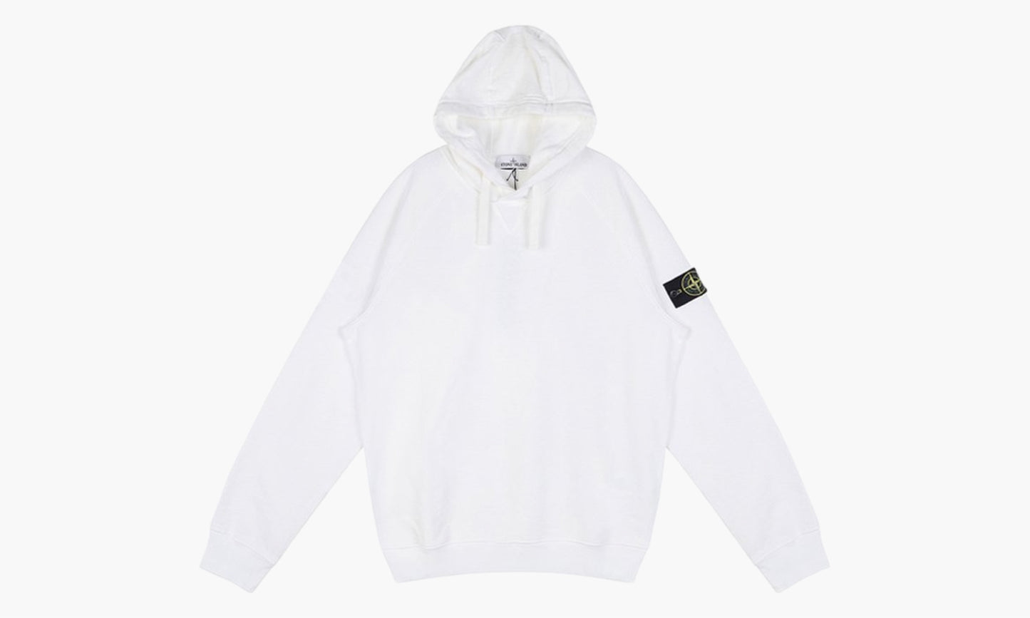 Stone Island Malfile Fleece Garment Dyed Old Effect Hoodie White | The Sortage