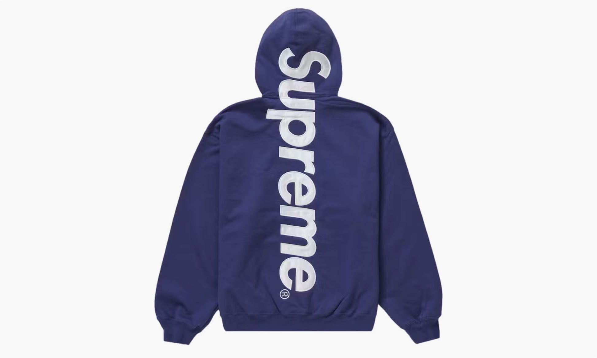 Supreme Satin Appliqué Hooded Sweatshirt Washed Navy - FW23 | The Sortage